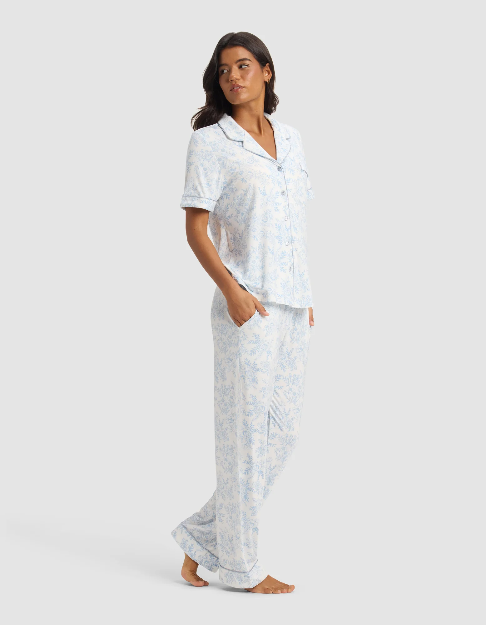 Women's Bamboo Stretch-Knit Short Sleeve & Pant Pajama Set - Image 60