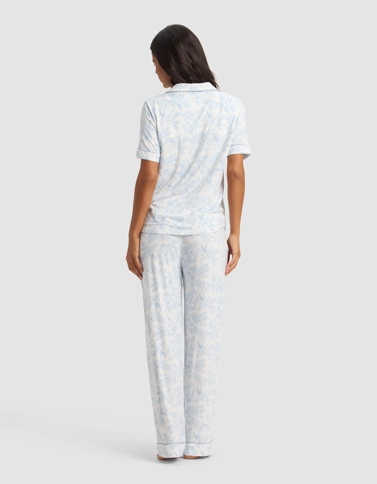 Women's Bamboo Stretch-Knit Short Sleeve & Pant Pajama Set - Image 61