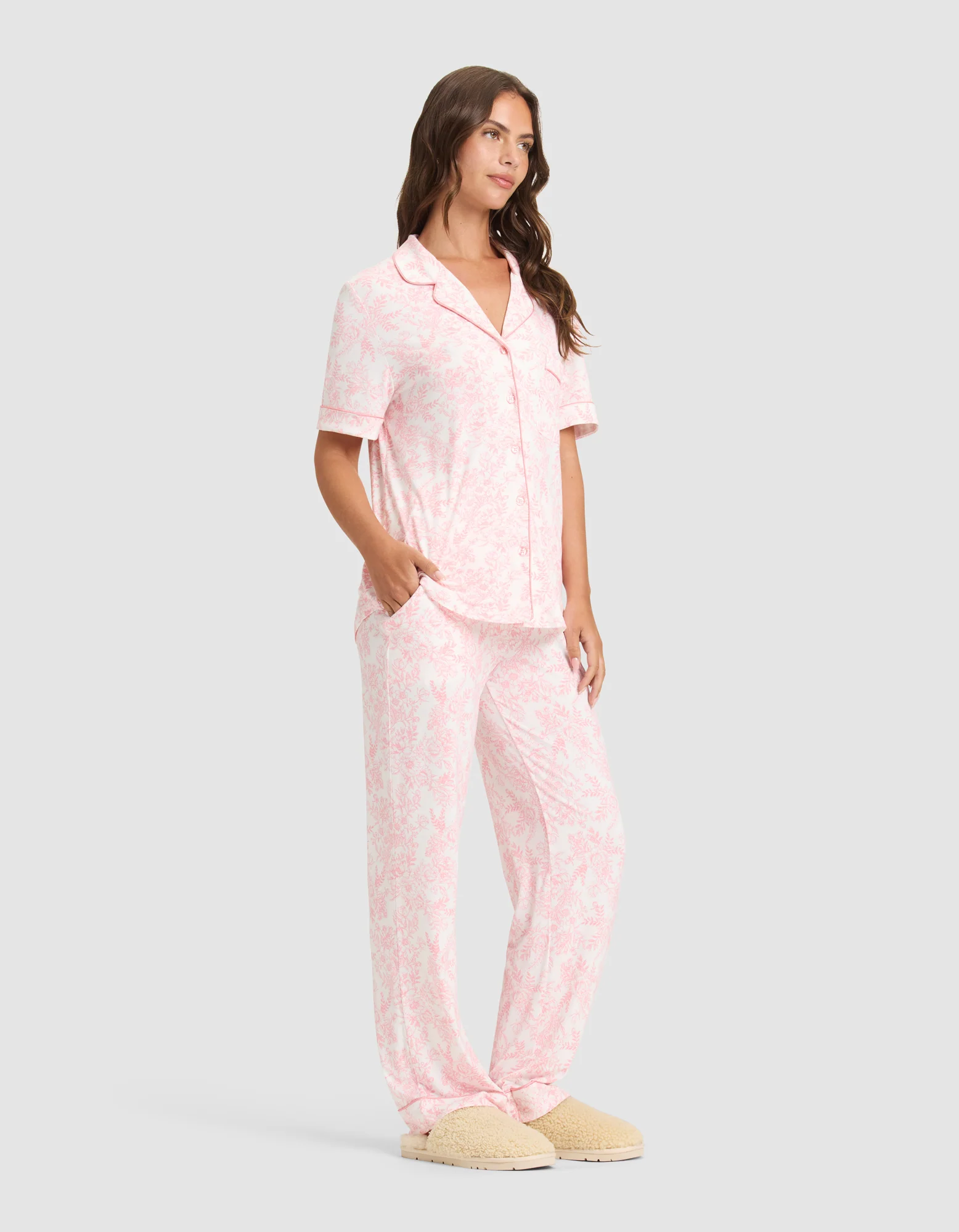 Women's Bamboo Stretch-Knit Short Sleeve & Pant Pajama Set - Image 72
