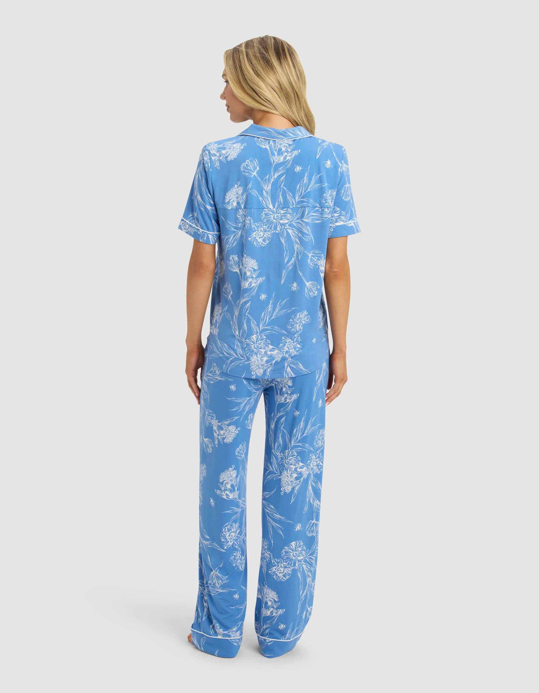 Women's Bamboo Stretch-Knit Short Sleeve & Pant Pajama Set - Image 83