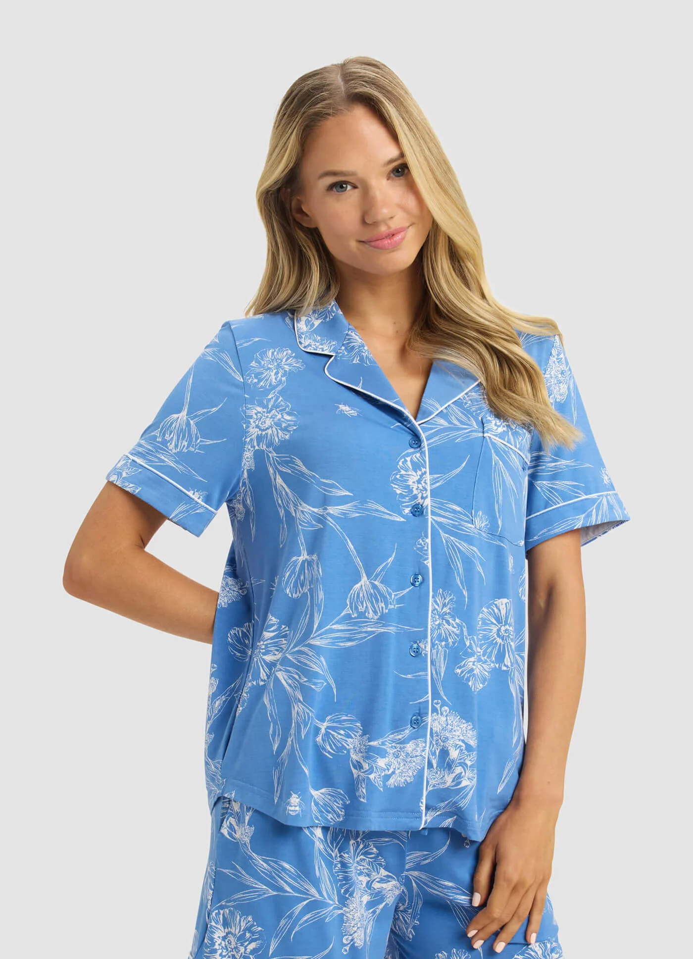 Women's Bamboo Stretch-Knit Short Sleeve & Pant Pajama Set - Image 84