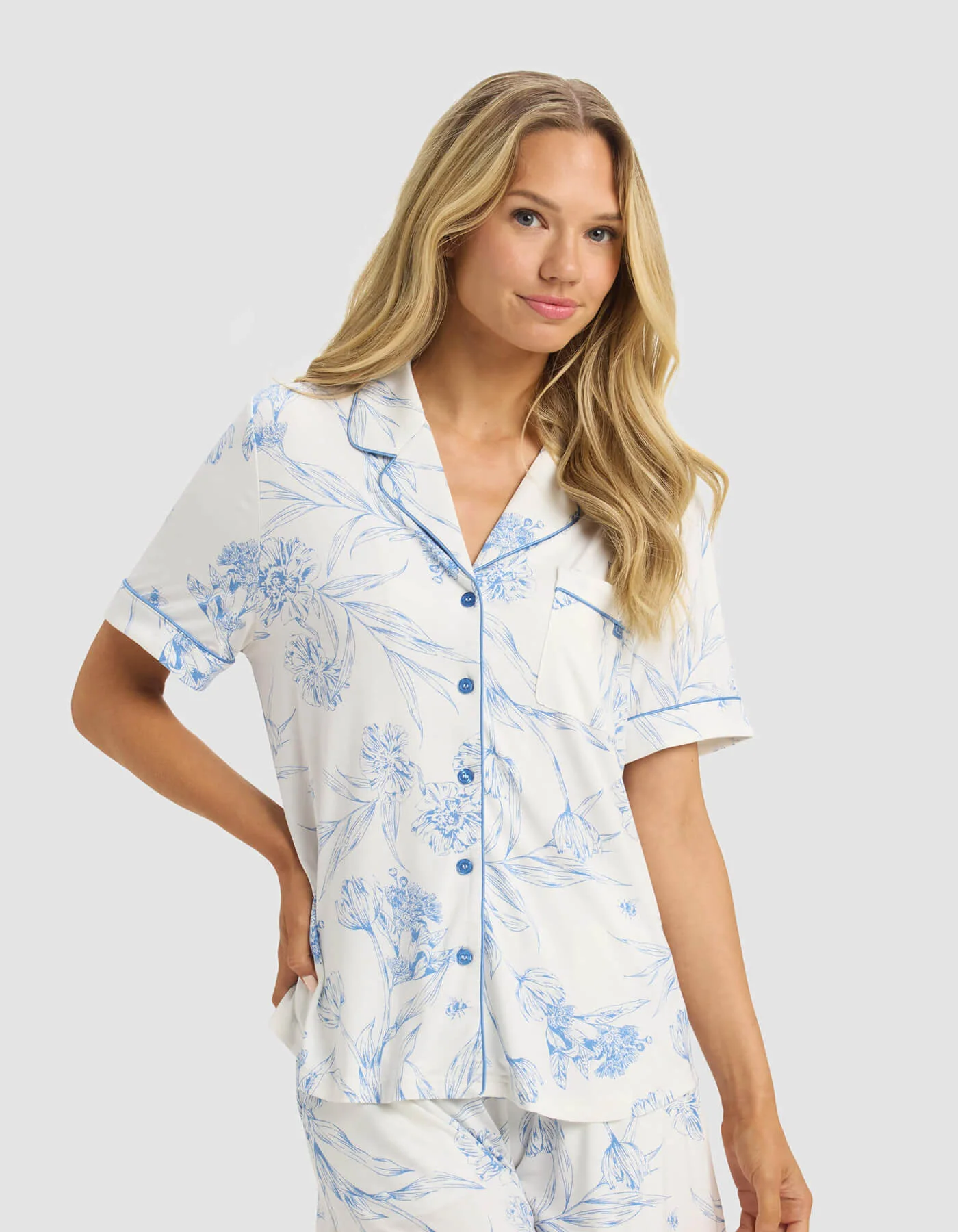 Women's Bamboo Stretch-Knit Short Sleeve & Pant Pajama Set - Image 88