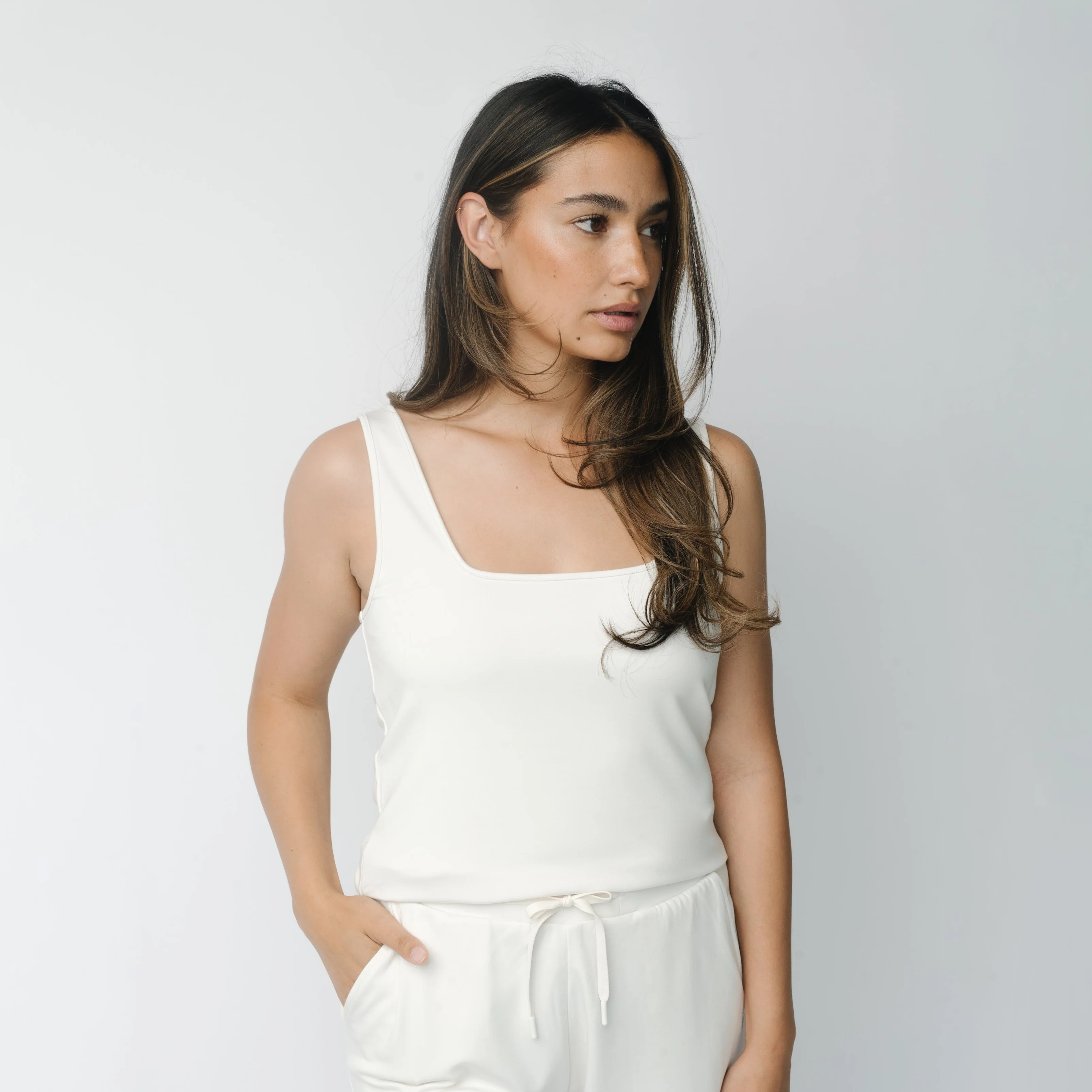 Women's Brushed Bamboo Square Neck Tank - Image 8